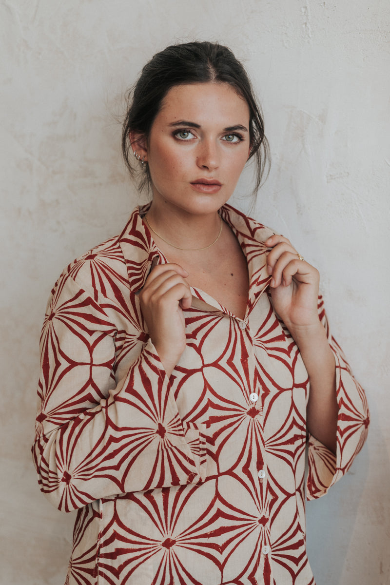 Red shirt dress