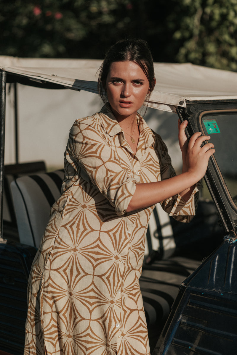 Mustard shirt dress