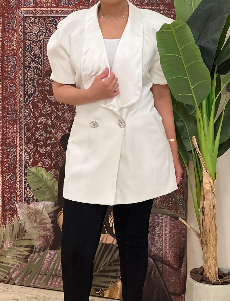 Short sleeves white jacket