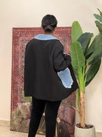 Black blazer with denim