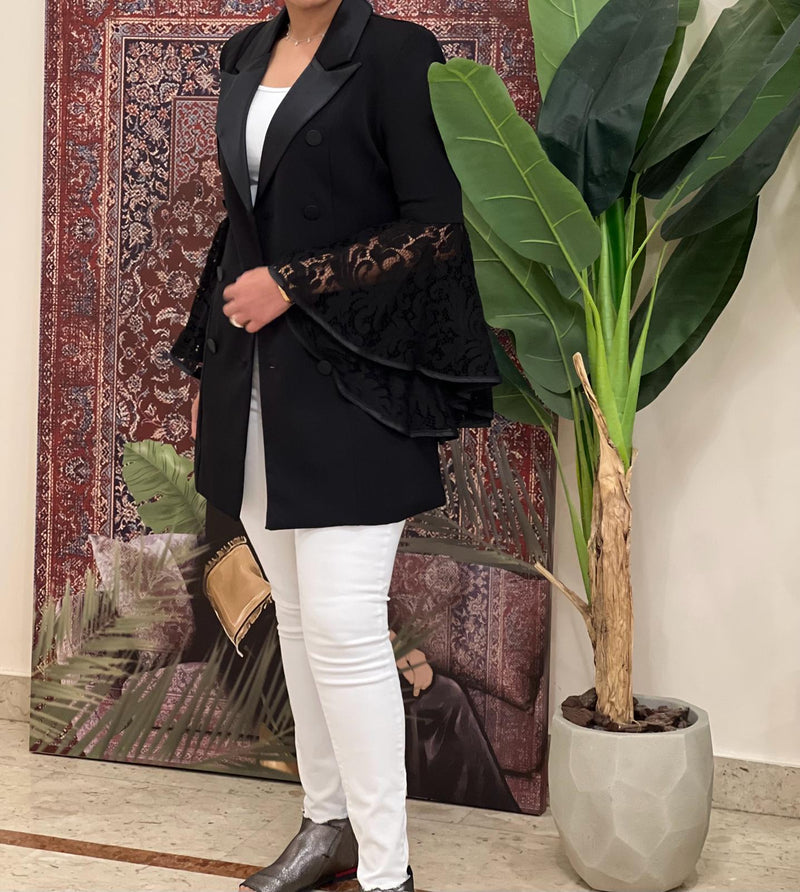 Black blazer with lace