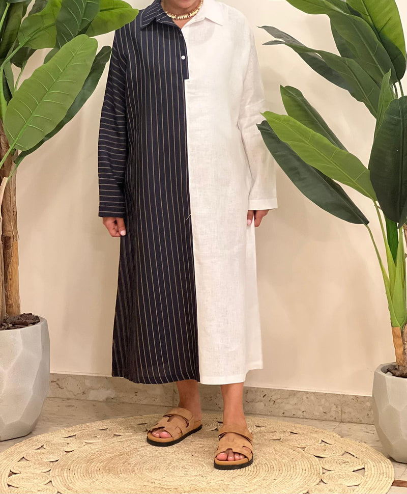 Linen striped dress