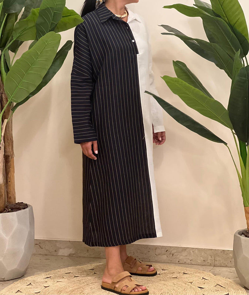 Linen striped dress