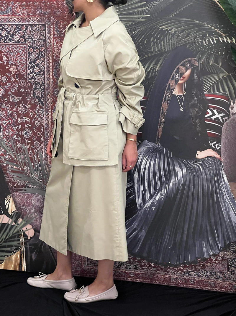 Beige trench coat
