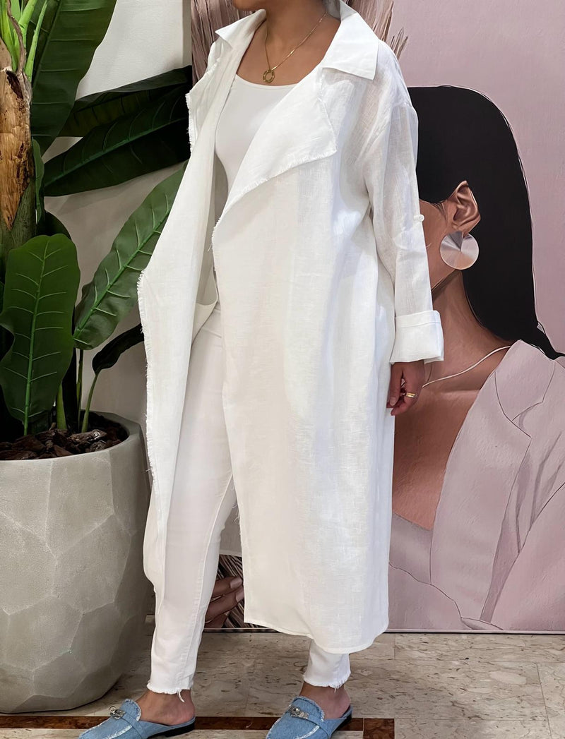 White linen cardigan