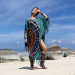 Green fringes Tie Dye dress