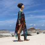 Green fringes Tie Dye dress