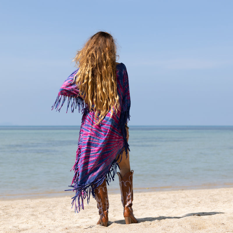 Purple fringes Tie Dye dress