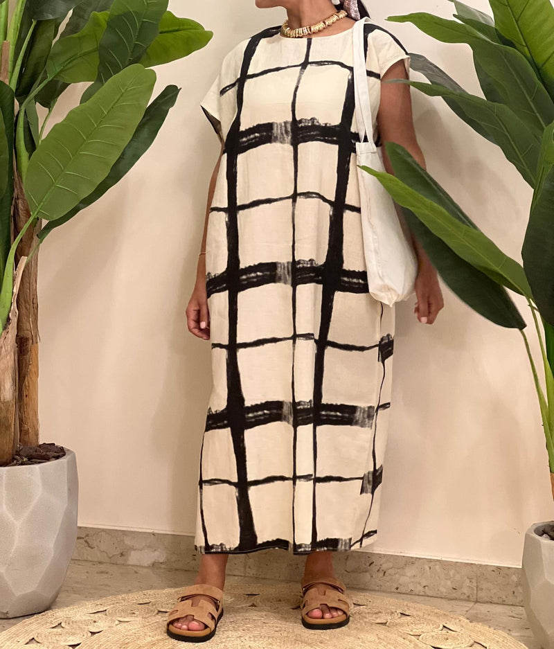 Linen checked dress