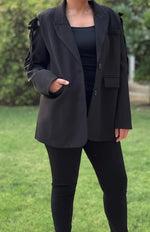 self-tie detail black blazer