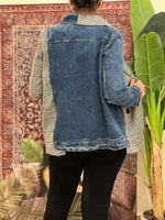 Checked blazer with denim
