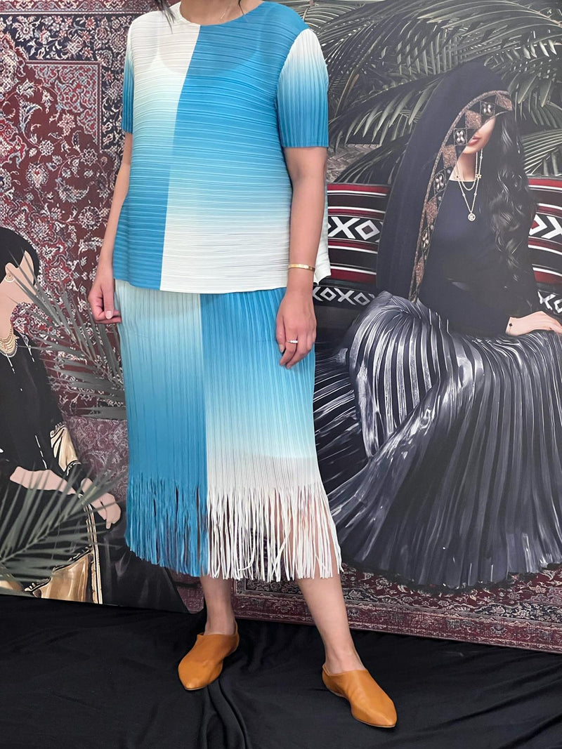 Blue Pleated set