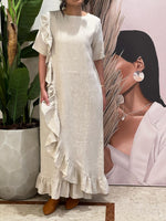 Beige ruffled Linen dress