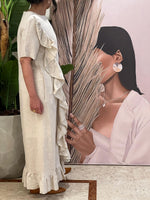Beige ruffled Linen dress