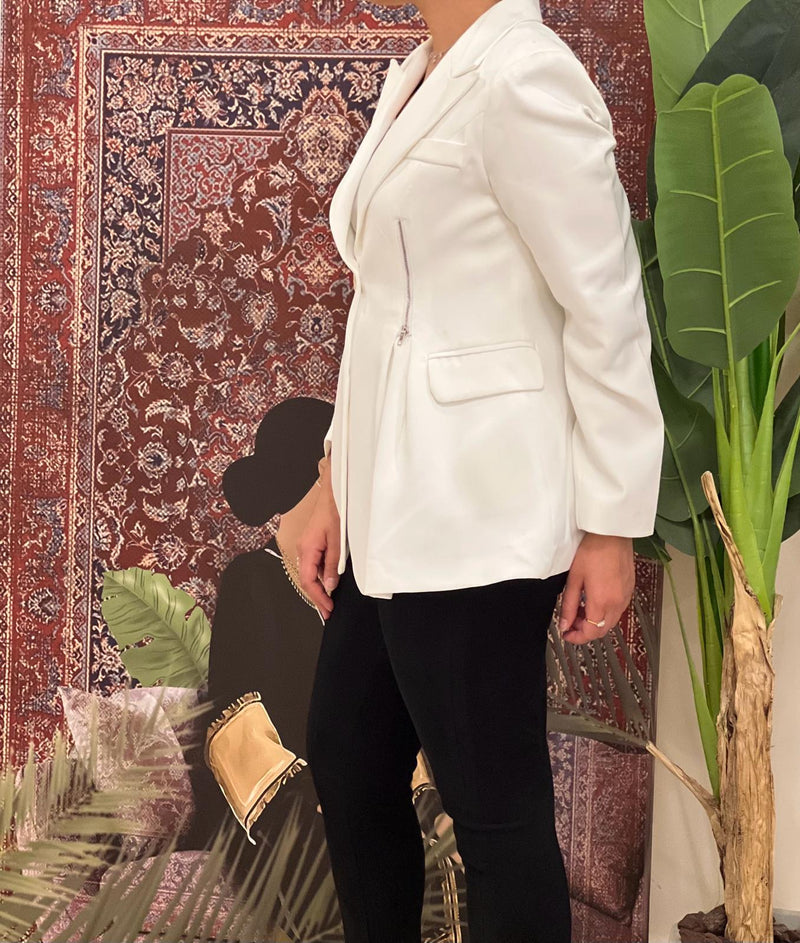White blazer with zippers