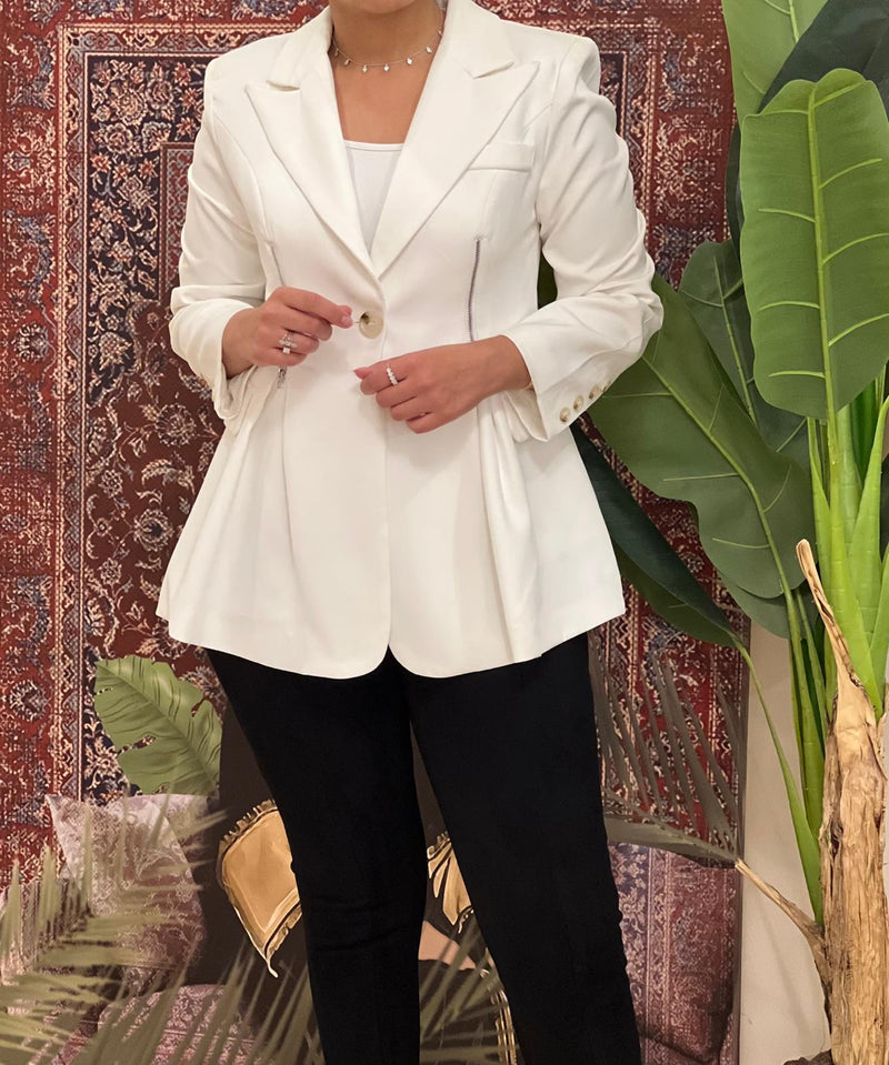 White blazer with zippers