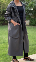 Trench coat with black line