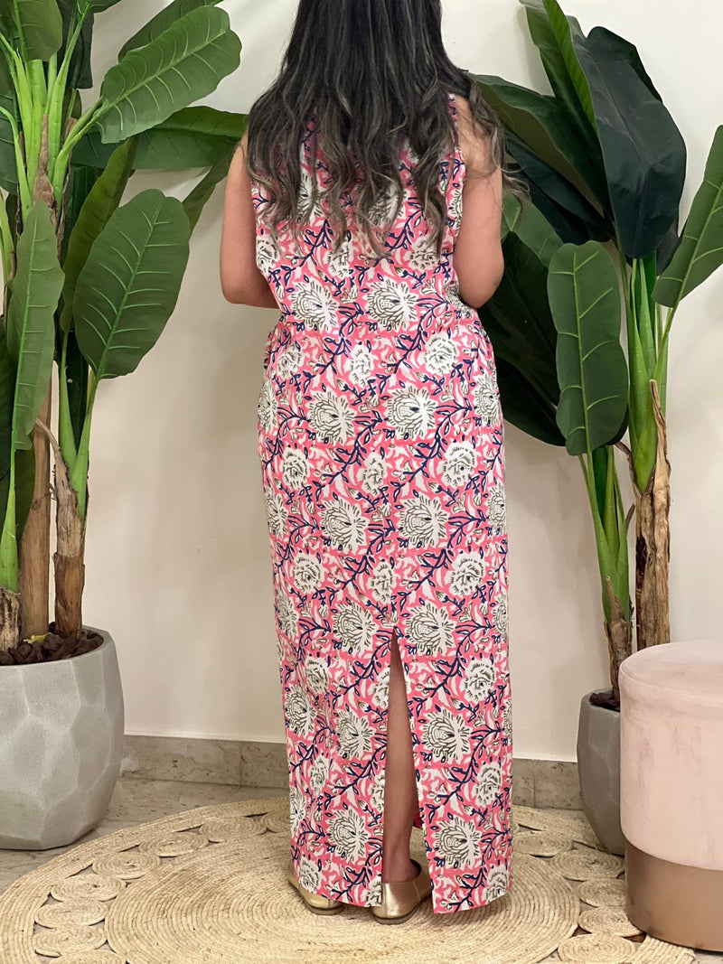 sleeveless patterned dress (available in colours)