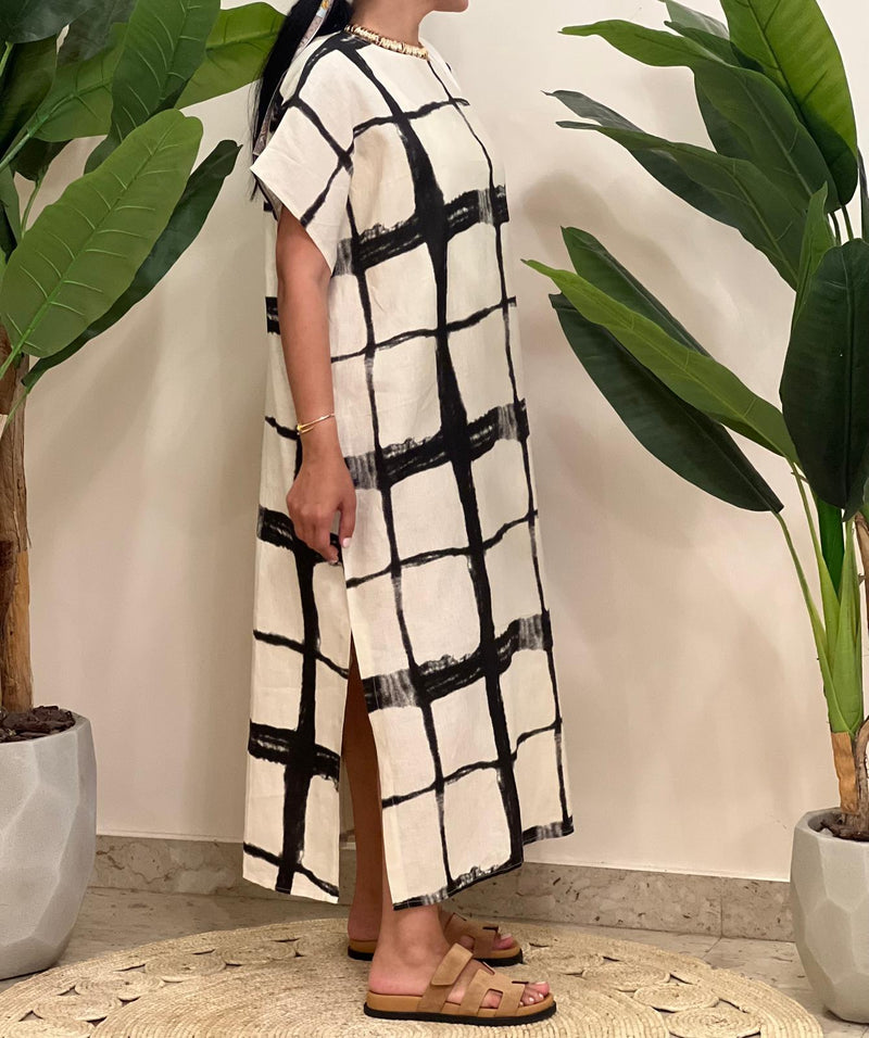 Linen checked dress
