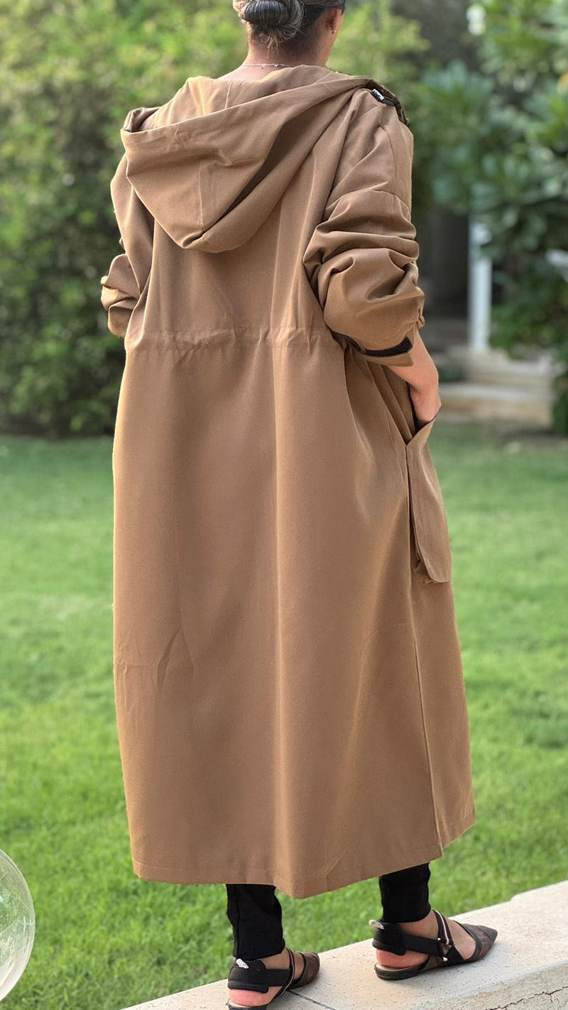 Trench coat with black line
