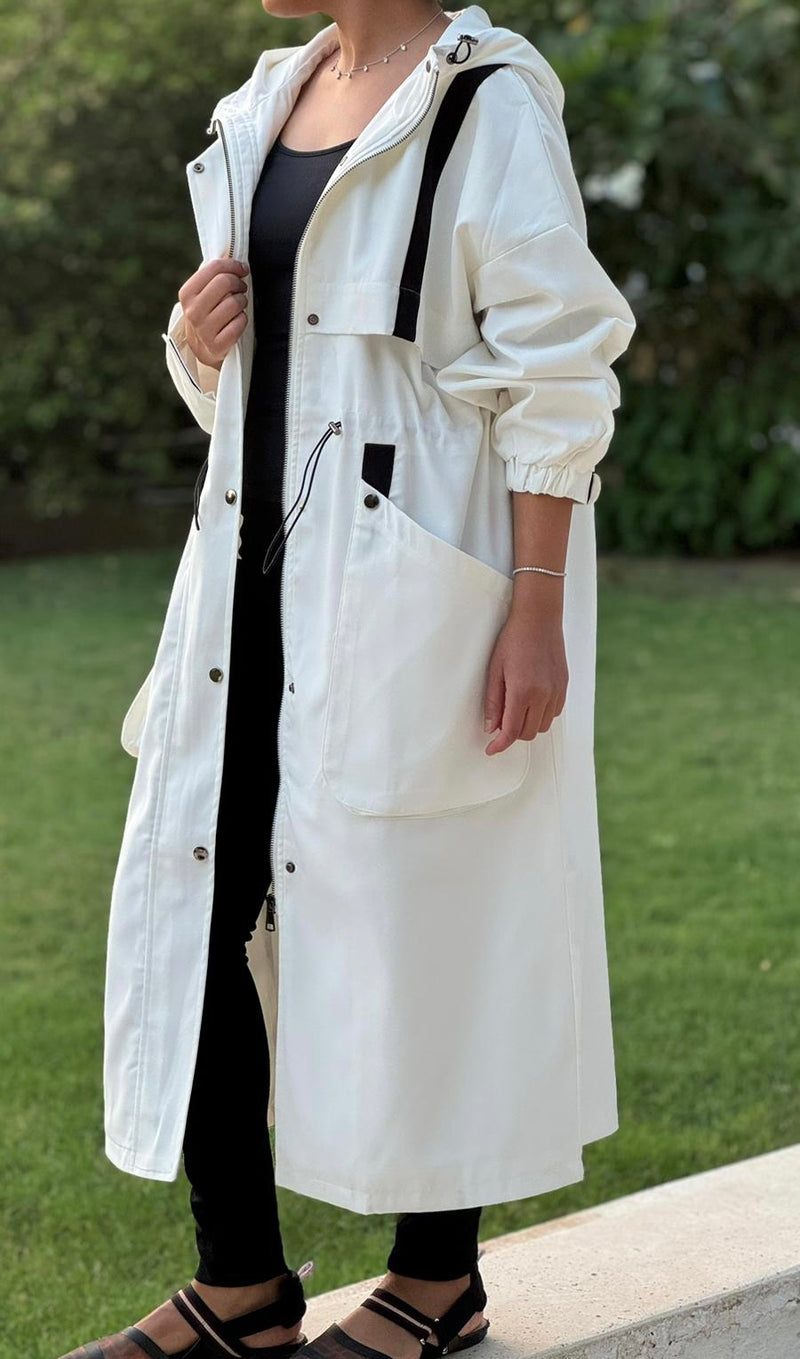 Trench coat with black line