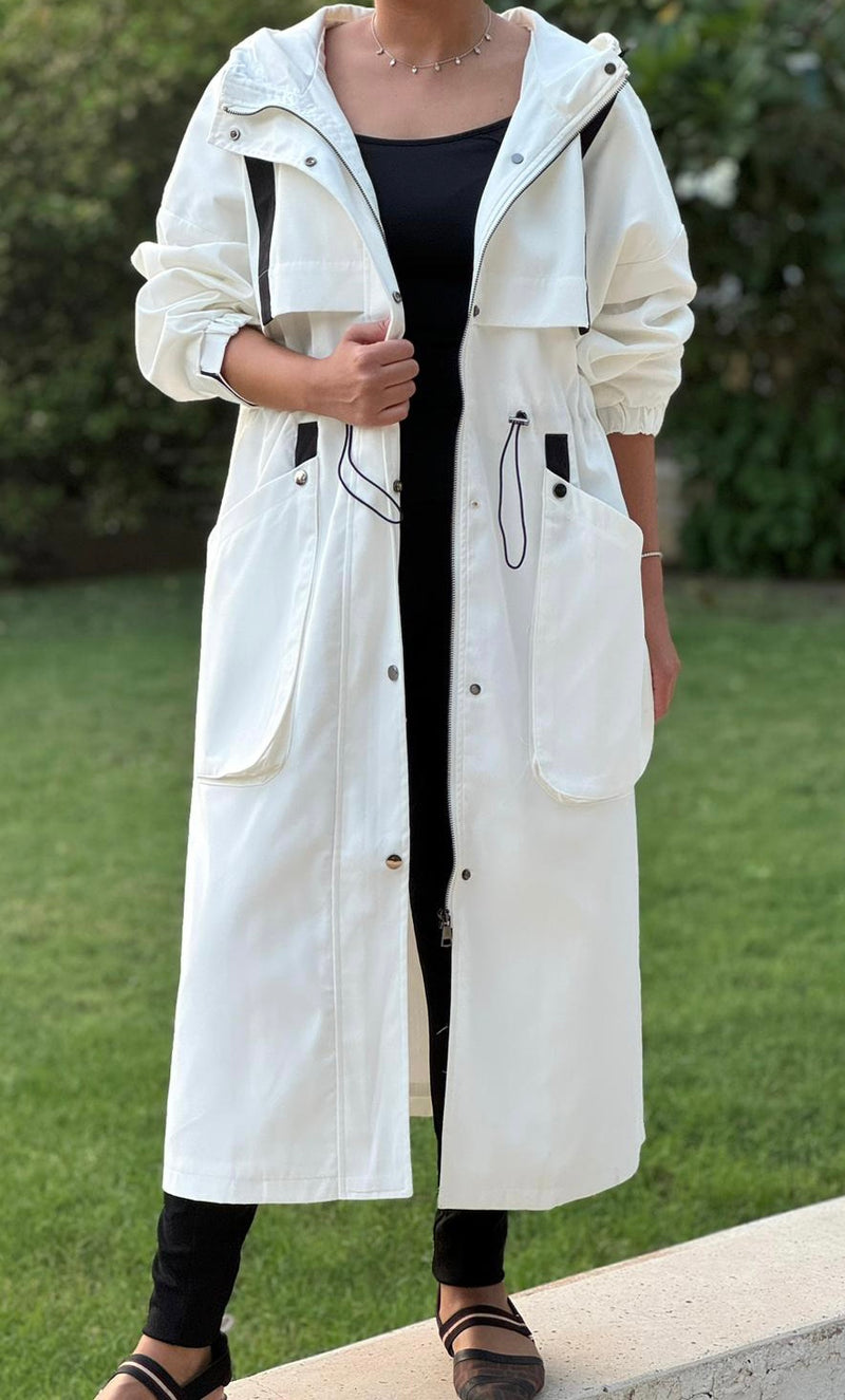 Trench coat with black line