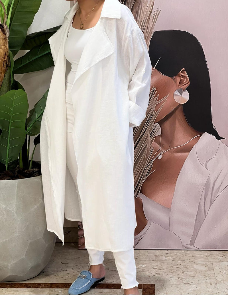 White linen cardigan