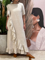 Beige ruffled Linen dress