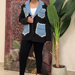 Black blazer with denim