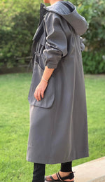 Trench coat with black line