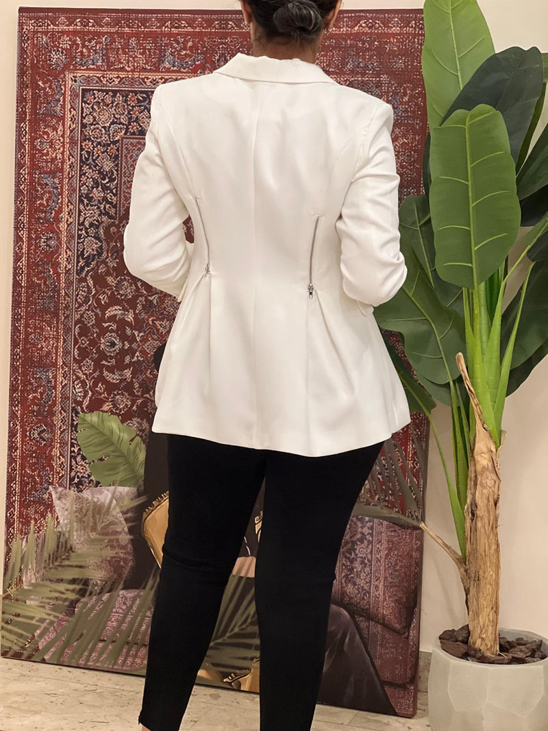 White blazer with zippers