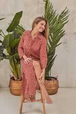 Red shirt dress