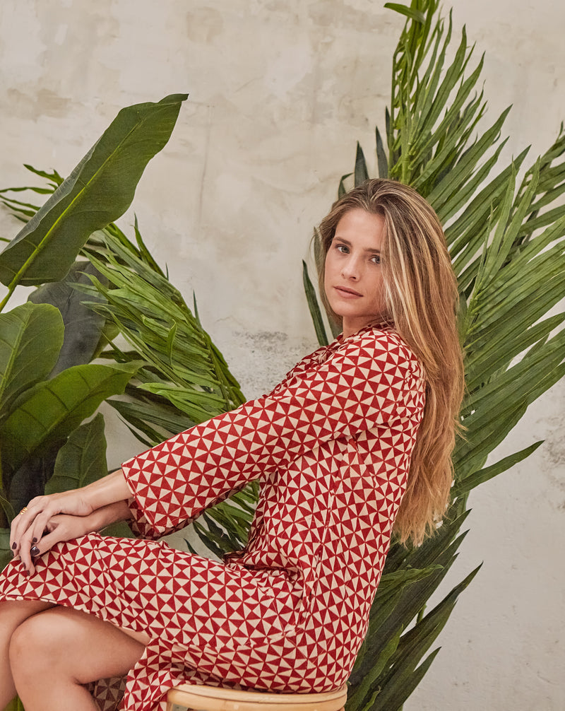 Red shirt dress