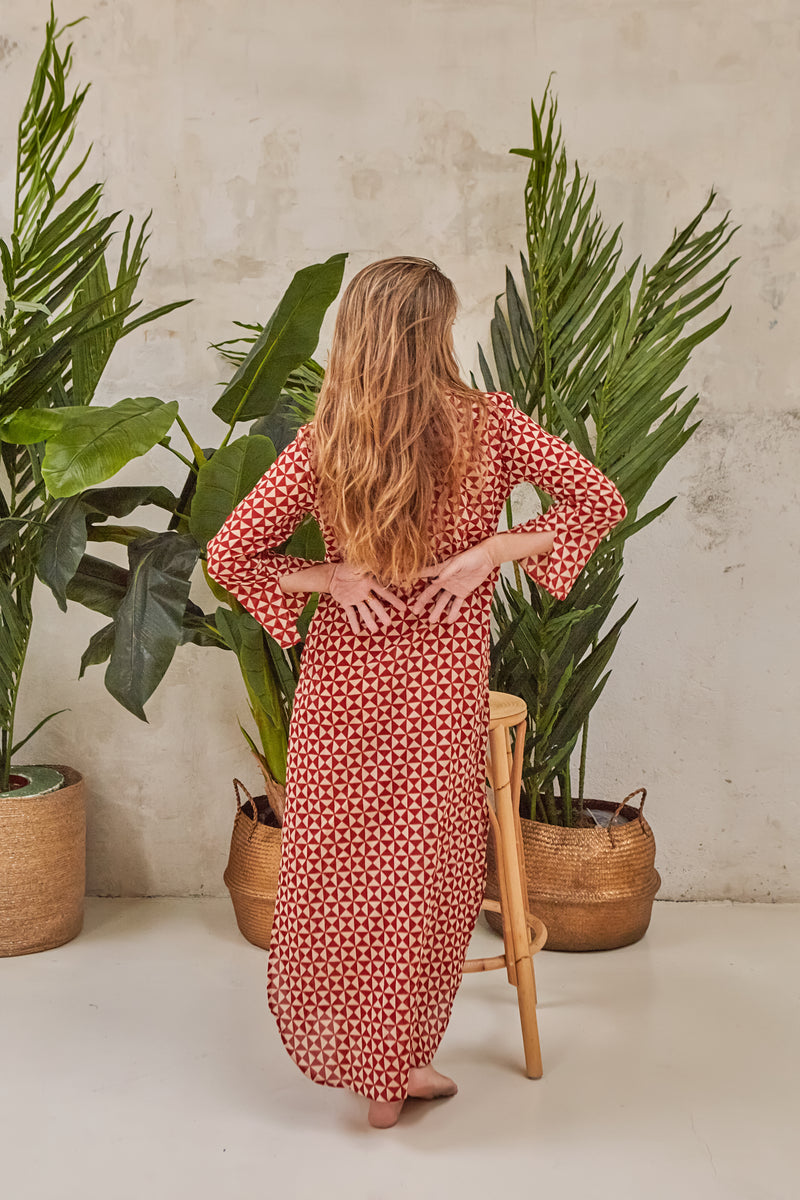 Red shirt dress