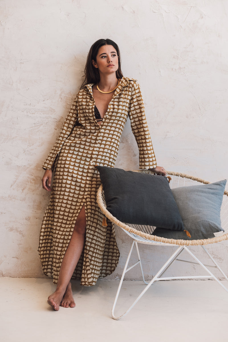 Mustard shirt dress