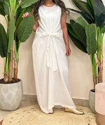 sleeveless Linen patterned dress (available in colours)