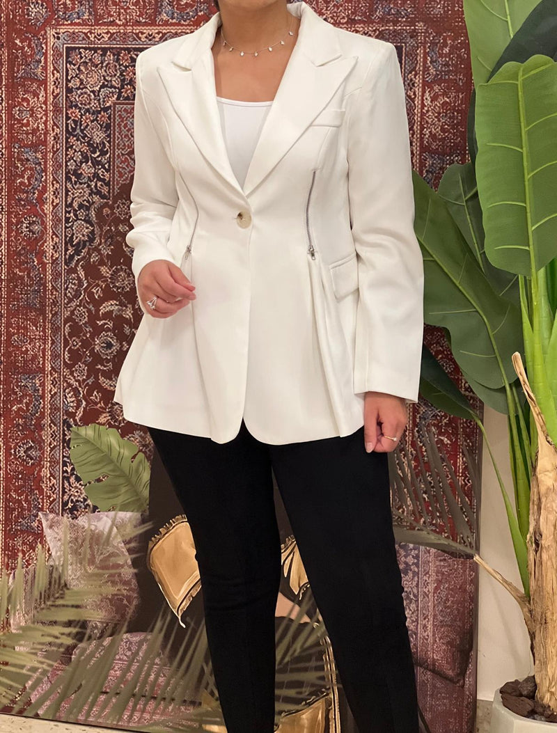 White blazer with zippers