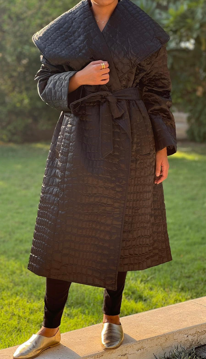 Black quilted jacket