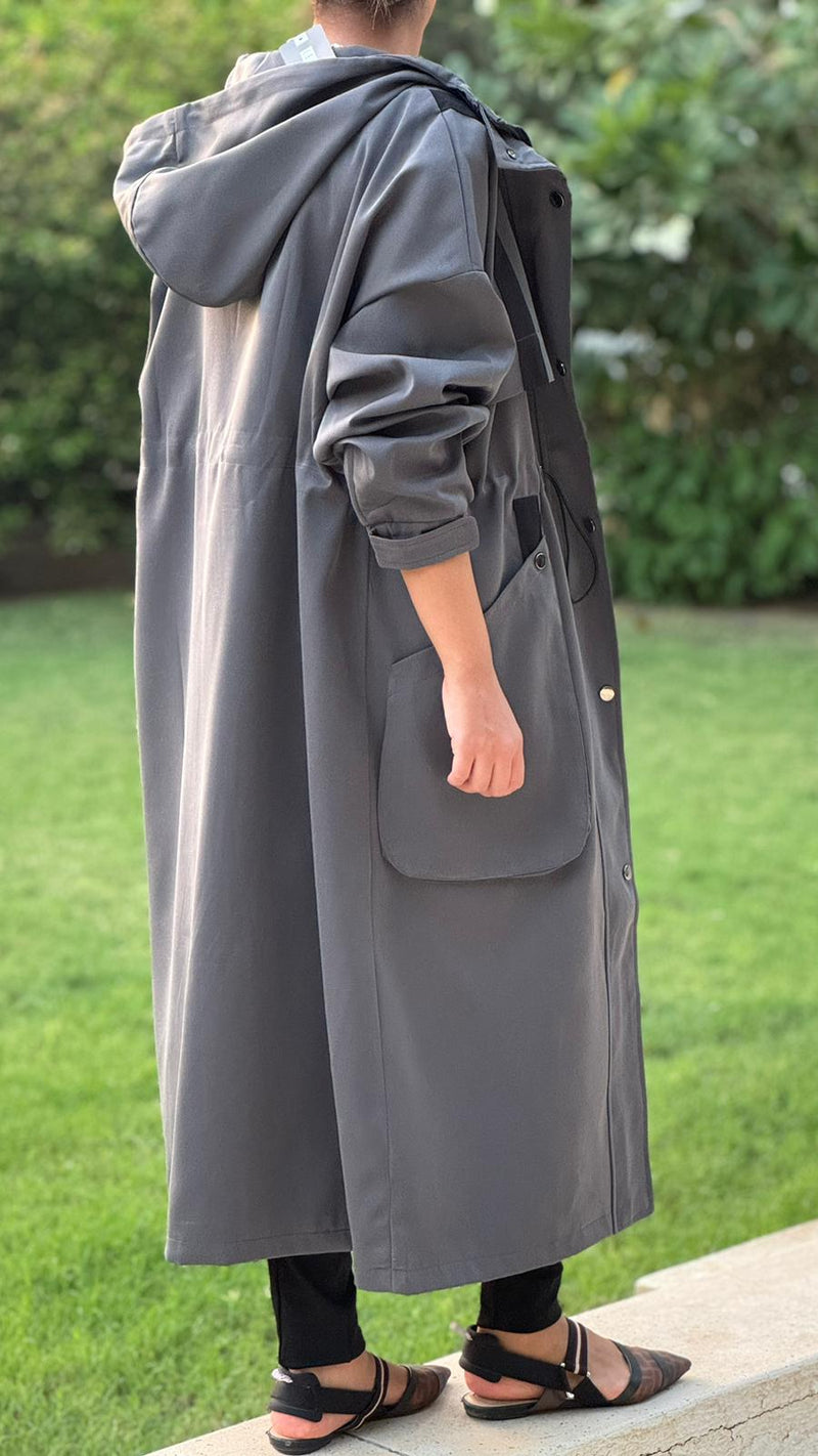Trench coat with black line