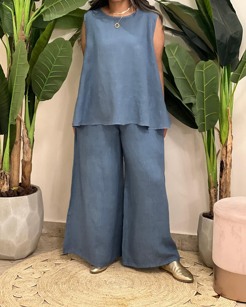 Sleeveless linen set (available in colours)
