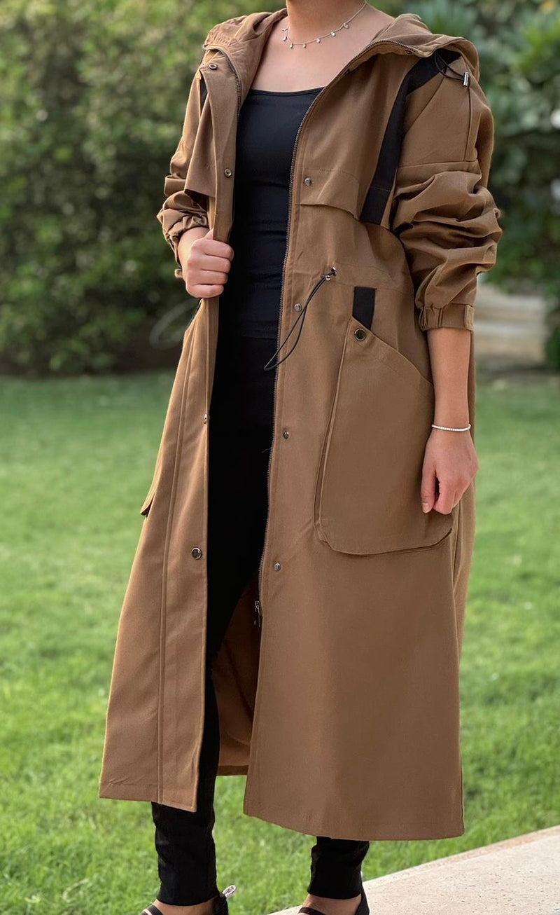 Trench coat with black line