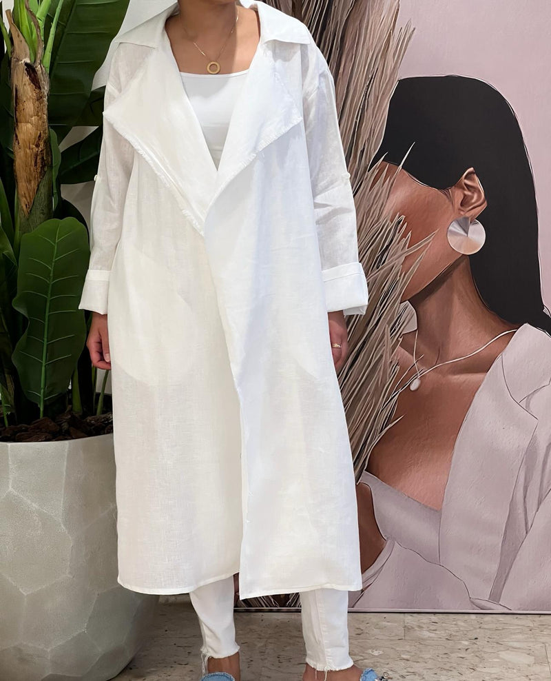 White linen cardigan