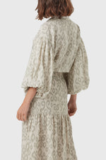Linen puff sleeves top and skirt