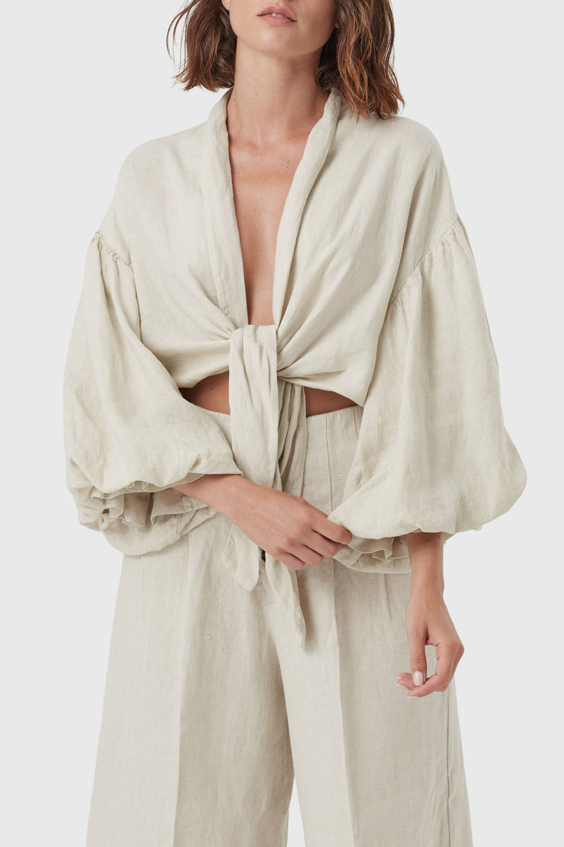 Beige linen top