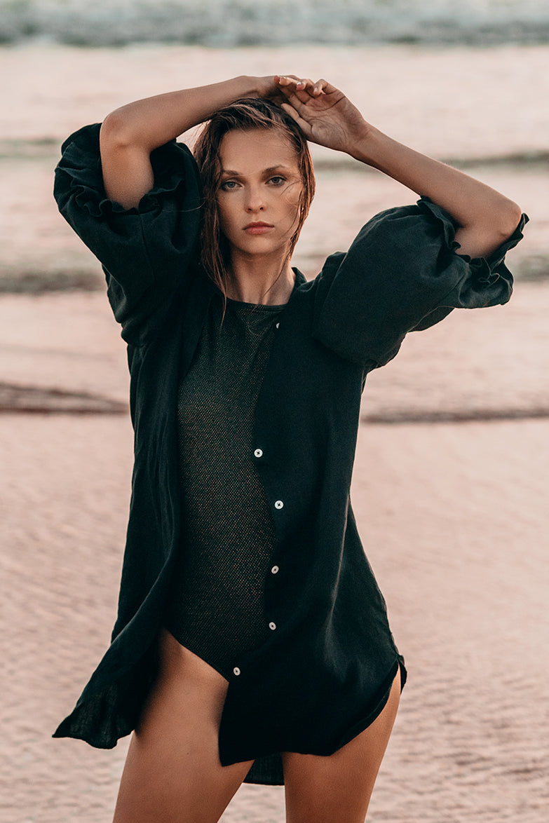 Black Puff sleeves dress