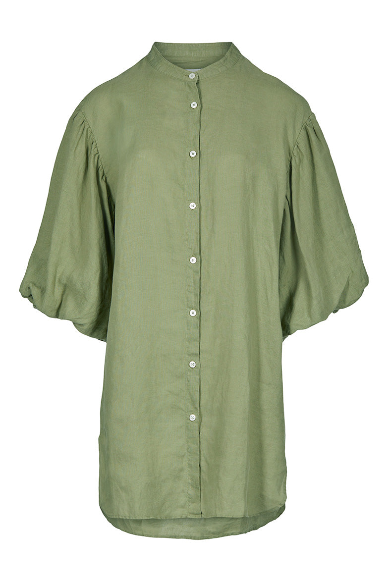 Olive Puff sleeves dress