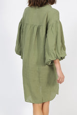 Olive Puff sleeves dress