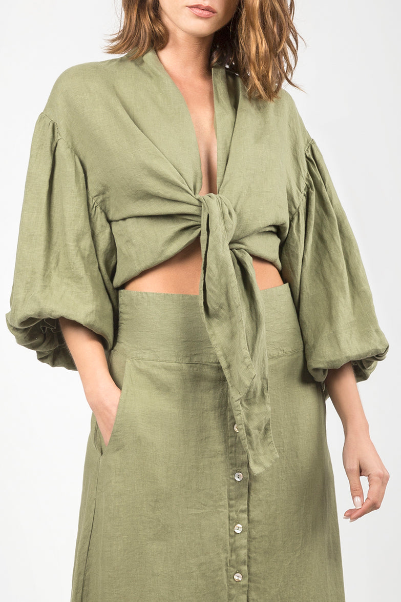 Olive linen top