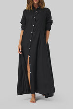 Black long linen dress