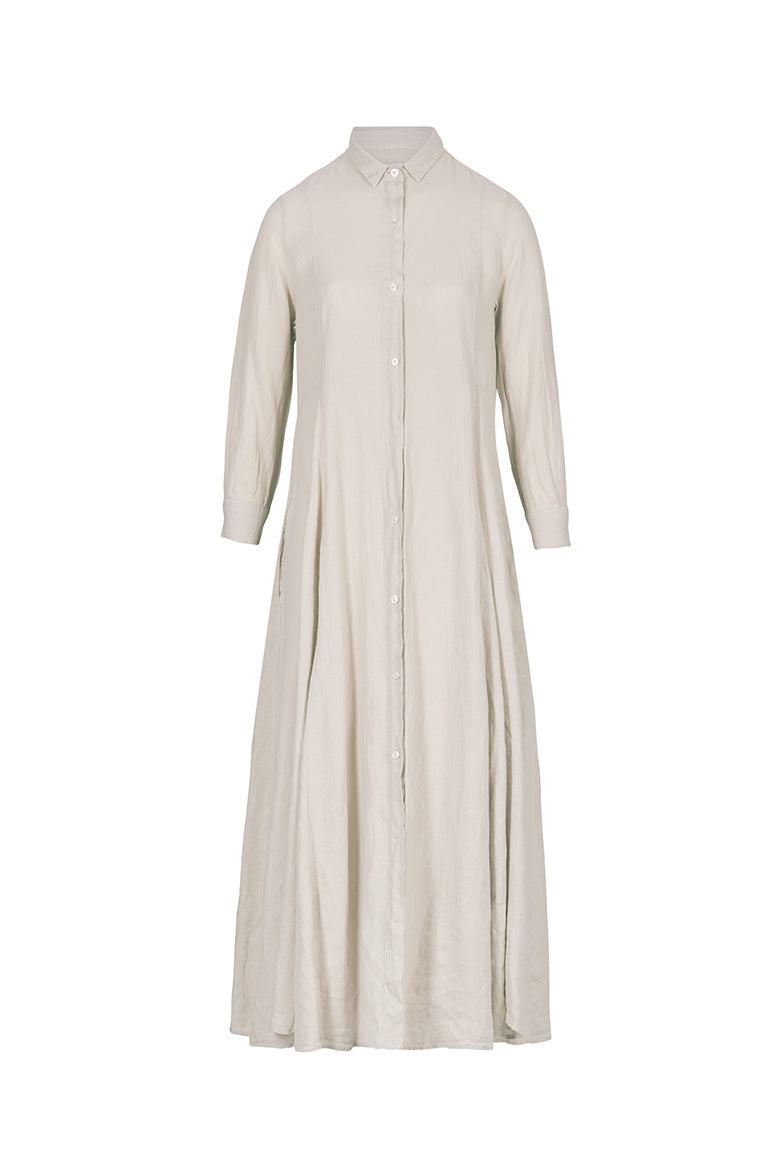 Beige long linen dress